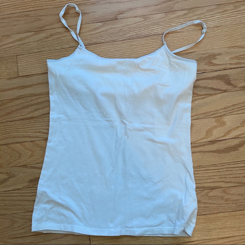 White tank top worn shelf bra